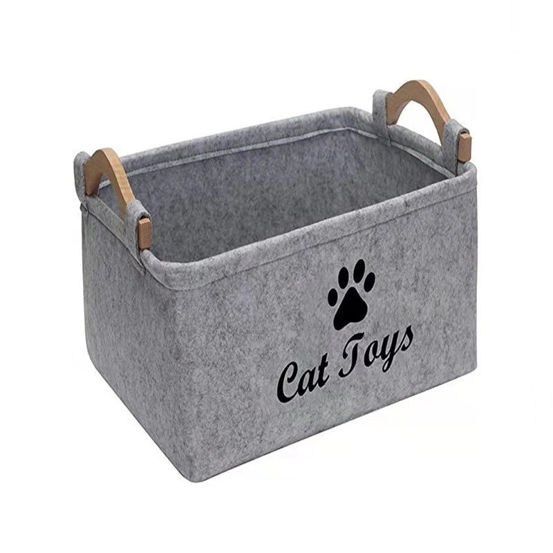 Felt Pet Toy Storage Basket Foldable Dog Toy Box
