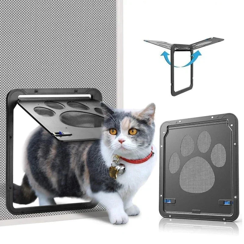 Pet Door New Safe Lockable Magnetic Screen Outdoor Dogs Cats Window
