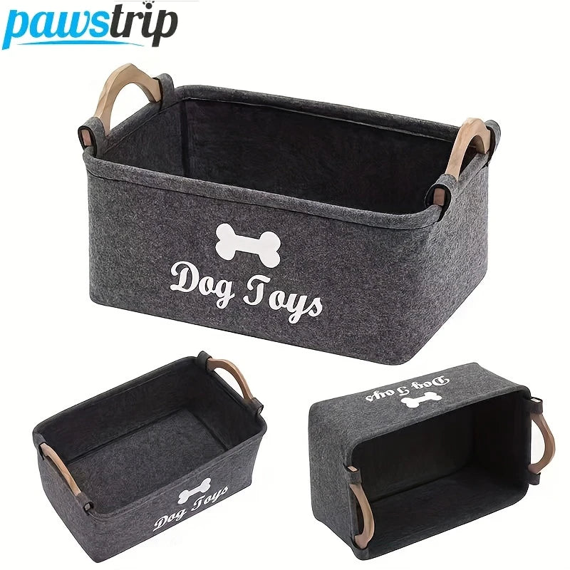 Felt Pet Toy Storage Basket Foldable Dog Toy Box