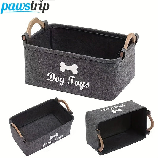 Felt Pet Toy Storage Basket Foldable Dog Toy Box
