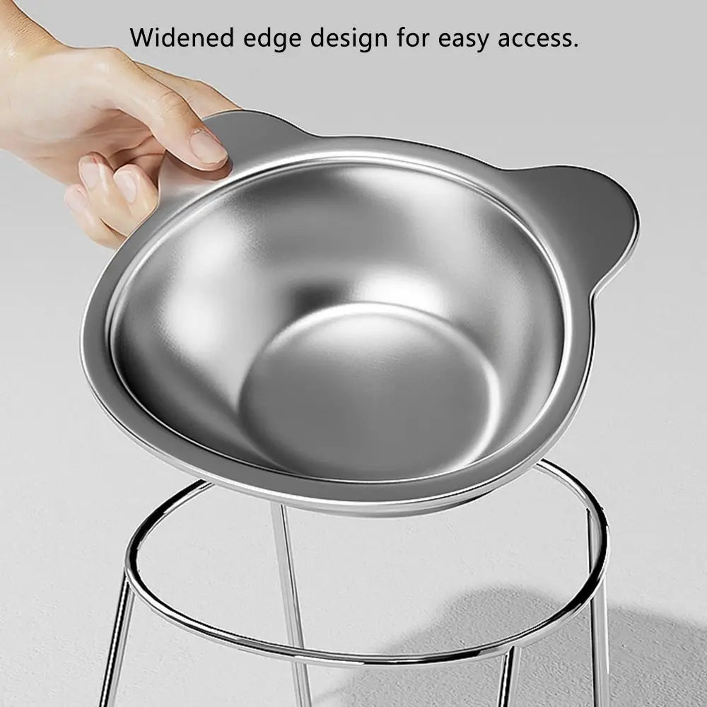 Elevated 15° Tilted Cat Bowl – Stainless Steel, Anti-Spill & Neck Protection