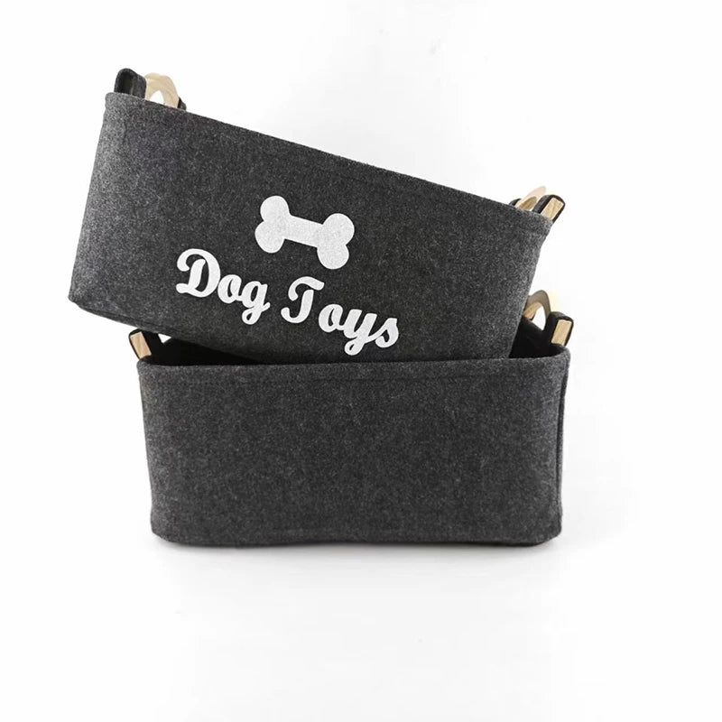 Felt Pet Toy Storage Basket Foldable Dog Toy Box