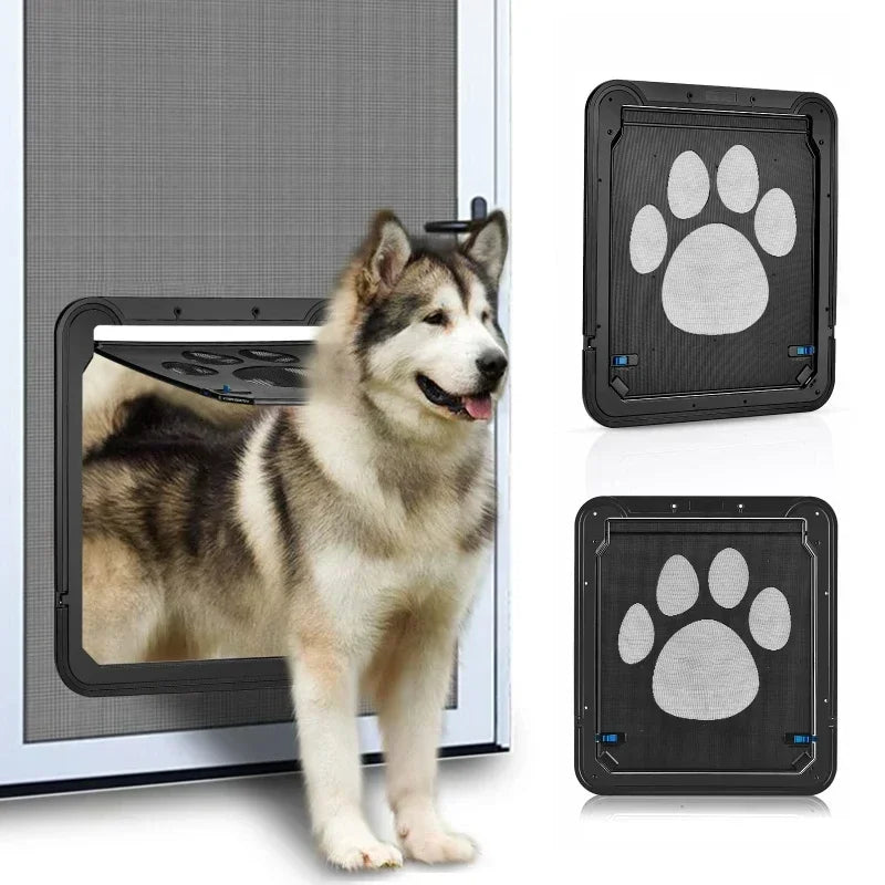 Pet Door New Safe Lockable Magnetic Screen Outdoor Dogs Cats Window