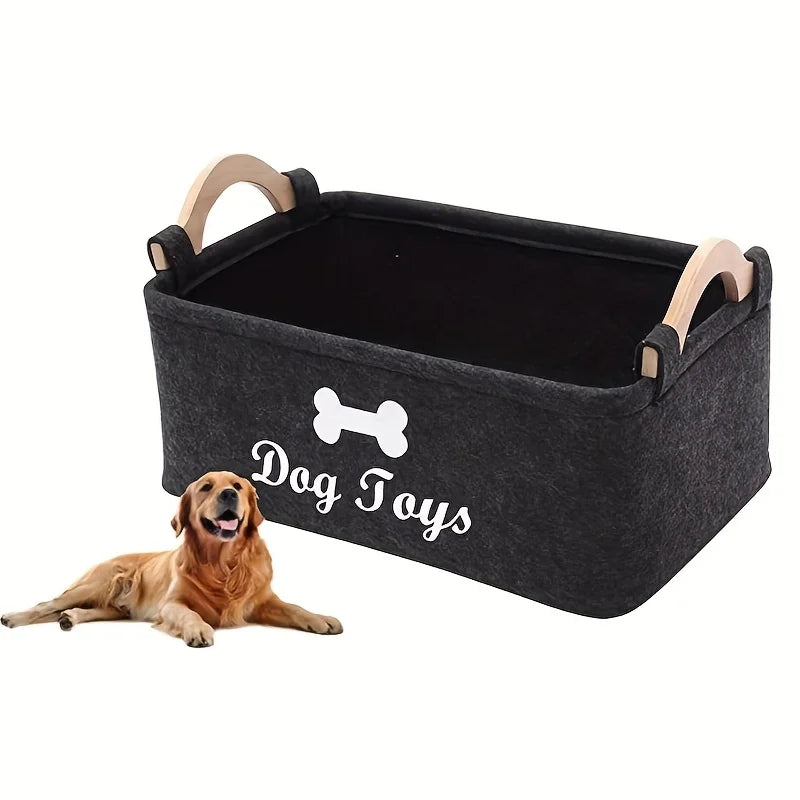 Felt Pet Toy Storage Basket Foldable Dog Toy Box