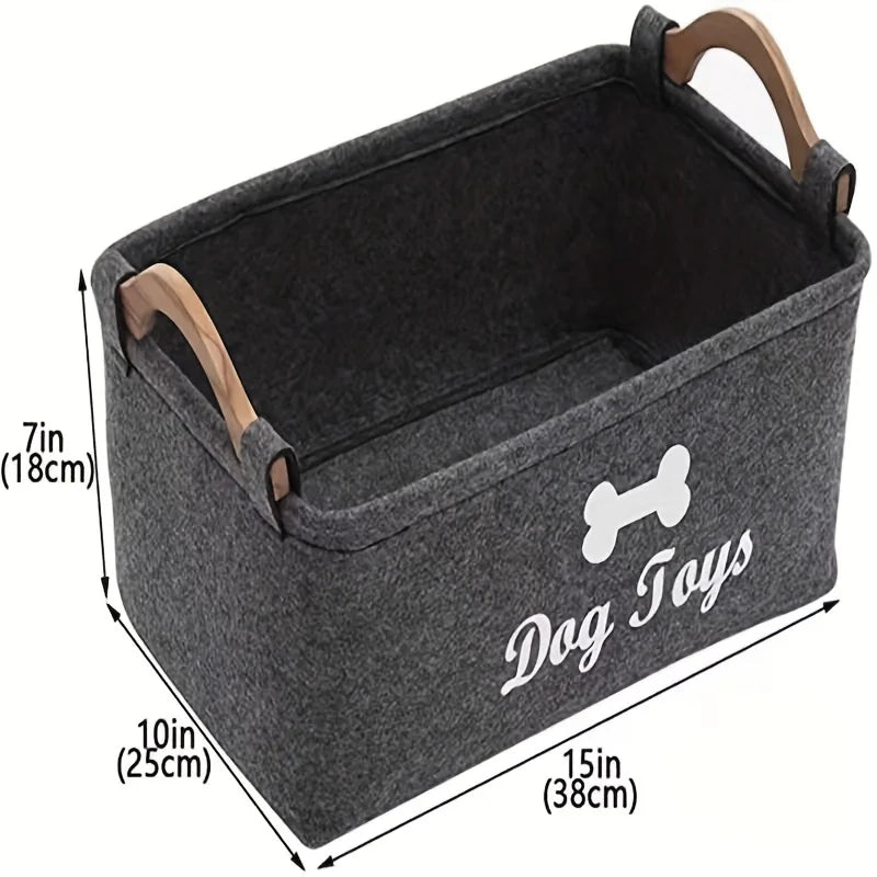 Felt Pet Toy Storage Basket Foldable Dog Toy Box