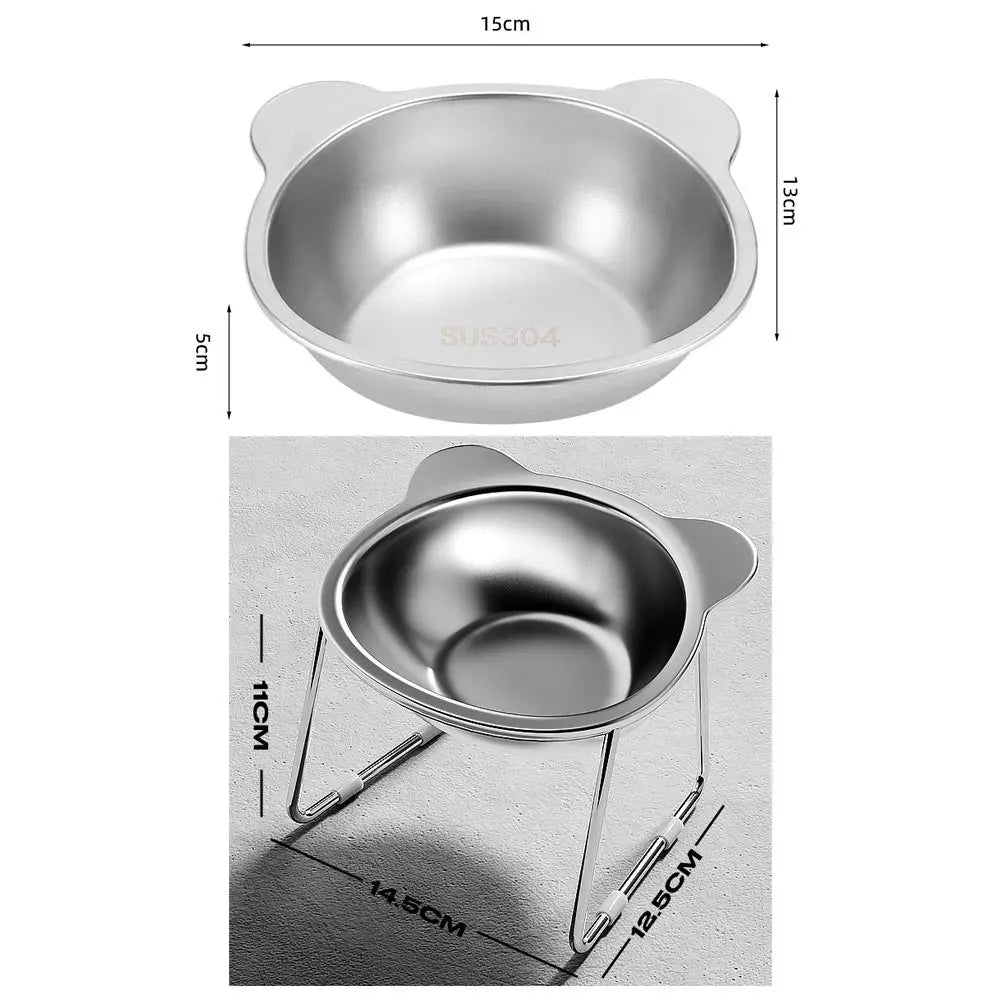 Elevated 15° Tilted Cat Bowl – Stainless Steel, Anti-Spill & Neck Protection